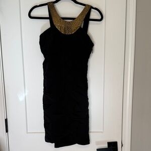 Nicole Miller Silk Elegant Black and Gold Cocktail Dress - 4